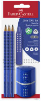 Logo Faber-castell kit crayon graphite grip 2001, bleu, blister 5661793