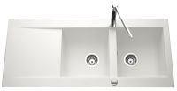 Logo Luisina - naturalite - haka - evier 2 bacs, 1 �gouttoir coloris blanc ev169vm 006