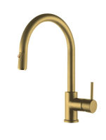 Logo Mitigeur de cuisine luisina, bec pivotant dor mat avec douchette extractible monojet rc35do091