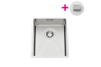 Logo Vibrato inox lisse - cuve sous-plan luisina 1 bac coloris inox lisse, vidage carr satin evsp52il3