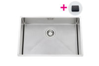 Logo Vibrato inox vintage - cuve sous-plan luisina 1 grand bac coloris inox vintage, vidage automatique carr� noir evsp55iv11