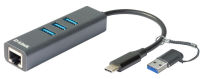 Logo D-link usb-c/usb to gigabit ethernet adapter with 3 usb 3.0 ports 46131633