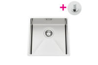 Logo Vibrato inox lisse - cuve sous-plan luisina 1 bac coloris inox lisse, vidage tirette laiton chrome evsp53il6