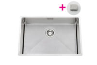 Logo Vibrato inox vintage - cuve sous-plan luisina 1 grand bac coloris inox vintage, vidage carr� satin� evsp55iv8