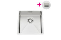 Logo Vibrato inox lisse - cuve  fleur luisina 1 bac coloris inox lisse, vidage carr satin ev53afil3