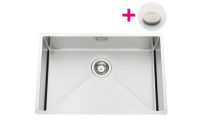 Logo Vibrato inox lisse - cuve sous-plan luisina 1 grand bac coloris inox lisse, vidage automatique rond cannel inox evsp55il12
