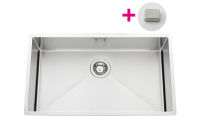 Logo Vibrato inox lisse - cuve  fleur luisina 1 grand bac coloris inox lisse, vidage carr satin ev56afil3