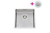 Logo Vibrato inox vintage - cuve sous-plan luisina 1 bac coloris inox vintage, vidage bouton poussoir satin� evsp53iv9