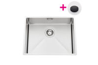 Logo Vibrato inox lisse - cuve sous-plan luisina 1 grand bac coloris inox lisse, vidage automatique rond cannel noir evsp54il13
