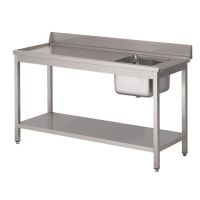 Logo Table d'entrée lave-vaisselle inox avec bac à droite dosseret et tablette inférieure gastro m 850x1000x700mm ds461