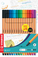 Logo Stabilo feutre  pointe fine point 88, tui carton de 15 55500929