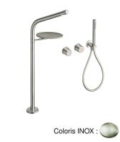 Logo Ensemble bain douche mural 2 sorties  avec bec sur pied avec tablette sx - sx13328 inox