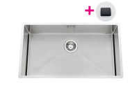 Logo Vibrato inox vintage - cuve sous-plan luisina 1 grand bac coloris inox vintage, vidage automatique carr� noir evsp56iv11