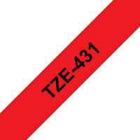 Logo Brother p-touch tze-431 noir sur rouge 12mm 1659472