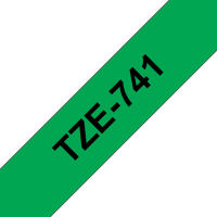 Logo Brother p-touch tze-741 noir sur vert 18mm tze741