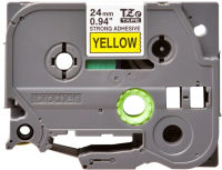 Logo Brother p-touch tze-s651 noir sur jaune  24mm extra gluey tzes651