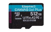 Logo Kingston 512gb microsdxc canvas go plus 170r a2 u3 v30 single pack w/o adp 3848804