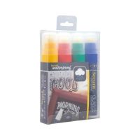Logo Marqueurs craie waterproof securit (verre+ ardoise) pointe 7-15mm rouge, vert, jaune, bleu (lot de 4) cu923