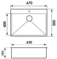 Logo Vibrato inox lisse - cuve � encastrer luisina 1 grand bac coloris inox lisse ev55il1