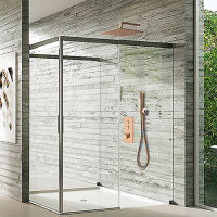 Logo Pomme de douche sandwich� carr�e sandwich - pd96346p or rose pvd