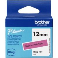 Logo Ruban btag non-lamin� 12mm noir/rose brobtagp31