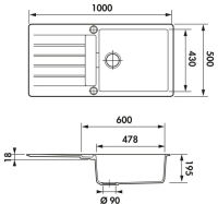 Logo Scala magma - evier � encastrer luisina 1 bac, 1 vide-sauce, 1