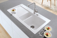 Logo Subway blanc - evier  encastrer villeroy & boch 1 bac, 1 vide-sauce,