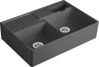 Logo Tradition graphite - evier � poser villeroy & boch 2 bacs, 1 vide-sauce, 1 �gouttoir coloris graphite ev6323 92 i4