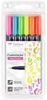 Logo Tombow stylo de calligraphie fudenosuke fluo, kit de 6 1230496