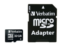 Logo Verbatim micro sdhc card 32go class 10 incl adaptor wcf (p) 44083