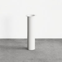 Logo Pied polo rond blanc 710 mm - pied central en acier blanc h 710 mm -