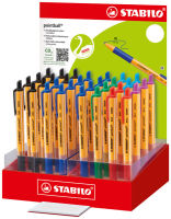 Logo Stabilo stylo � bille r�tractable, pr�sentoir carton de 32 55500213