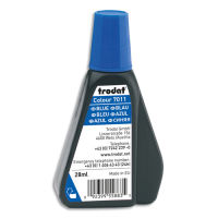 Logo Trodat encre  tampon sans huile pour recharger tampons encreurs. flacon de 28ml bleu 433975