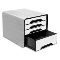 Logo Cep module de classement smoove blanc/noir, 3 tiroirs standard + 1 tiroir maxi, l36 x h27,1 x p28,8 cm 433989