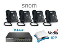 Logo Vodia iop + 4xd715 snom + dgs-1008p  dlink vod-snomd715