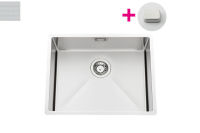Logo Vibrato inox nid d'abeille - cuve sous-plan luisina 1 grand bac coloris inox nid d'abeille, vidage carr� chrom� evsp57ind2