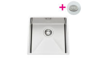 Logo Vibrato inox lisse - cuve sous-plan luisina 1 bac coloris inox lisse, vidage bouton poussoir satin� evsp53il9
