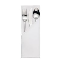 Logo Serviettes blanches en coton bande de satin mitre luxury (lot de 10) hb559