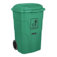 Logo Poubelle � roulettes avec p�dale jantex 120l verte hc924