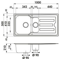 Logo Nuance inox mini-structure - evier � encastrer luisina 1 bac, 1 vide-sauce, 1 �gouttoir coloris inox mini-structure ev5711 ims