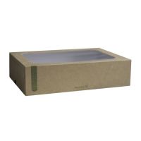 Logo Bo�tes compostables standards avec plateau et couvercle � fen�tre vegware (lot de 50) fd386