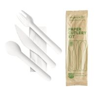 Logo Set de couverts en papier compostables vegware 4 en1 (lot de 250) cu545
