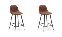 Logo Jules camel - lots de 2 assises hauteur plan jules avec assise simili cuir camel et pi�tement m�tal gris anthracite ch200236s02