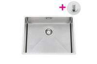 Logo Vibrato inox vintage - cuve sous-plan luisina 1 grand bac coloris inox vintage, vidage tirette laiton satin�e evsp54iv7