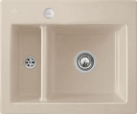 Logo Subway xm almond - cuve � encastrer villeroy & boch 1 bac, 1 vide-sauce coloris almond ev678002am