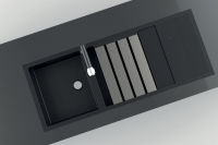Logo Planche duoline inox bross� - egouttoir rabattable l480 x l338 mm en inox bross� et planche � d�couper en verre noir aepla700407