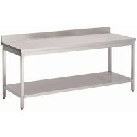 Logo Table inox avec dosseret et �tag�re basse gastro m 700 x 600 x 850mm gs009
