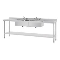 Logo Plonge double en acier inoxydable avec deux �gouttoirs vogue 2400mm u910