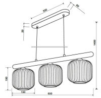 Logo Emily verre stri� / bois - suspension en verre, bois, m�tal.