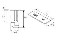 Logo Nano rectangle dor� - prise � encastrer rectangle coloris dor� 1 prise